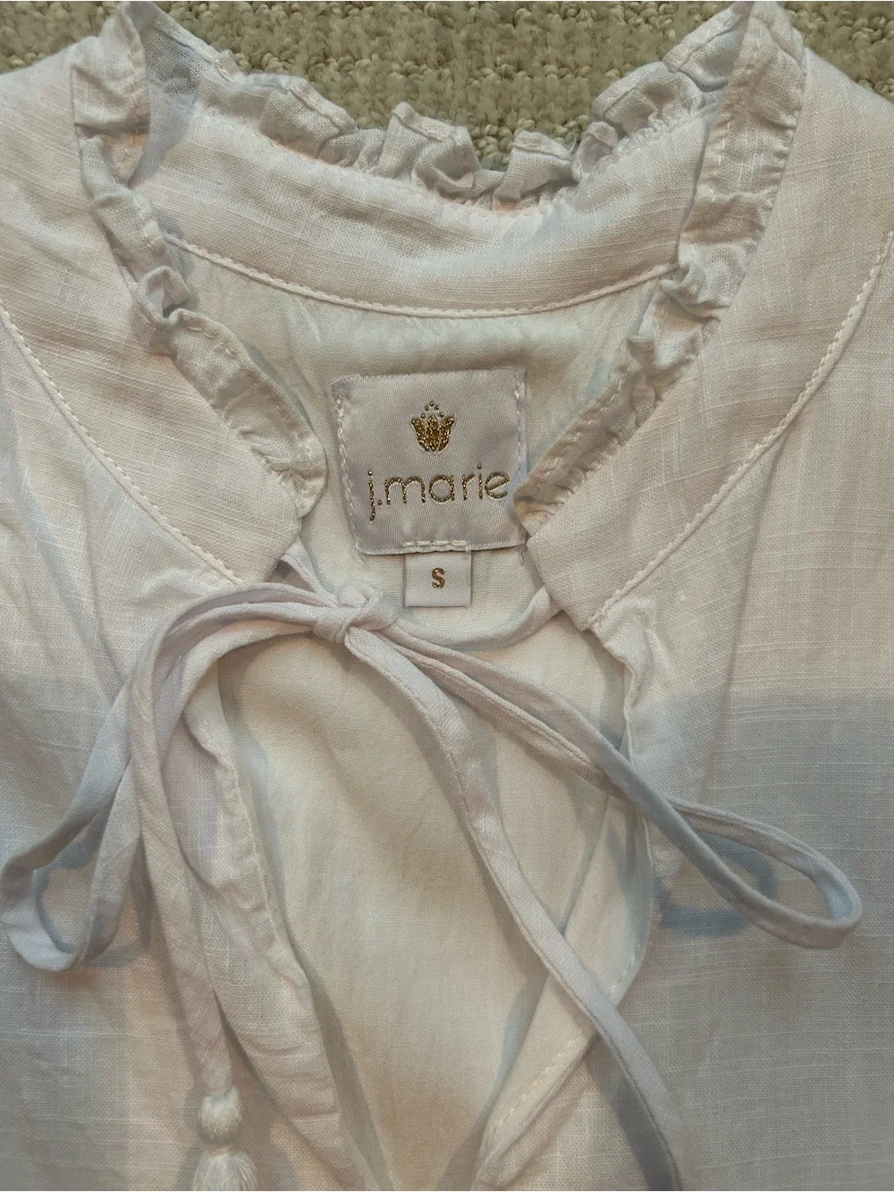 J Marie White Tiered Tie-Neck Dress - Picture 2 of 2